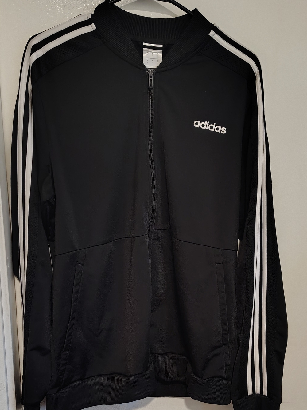 adidas Black Track Jacket with White Stripes